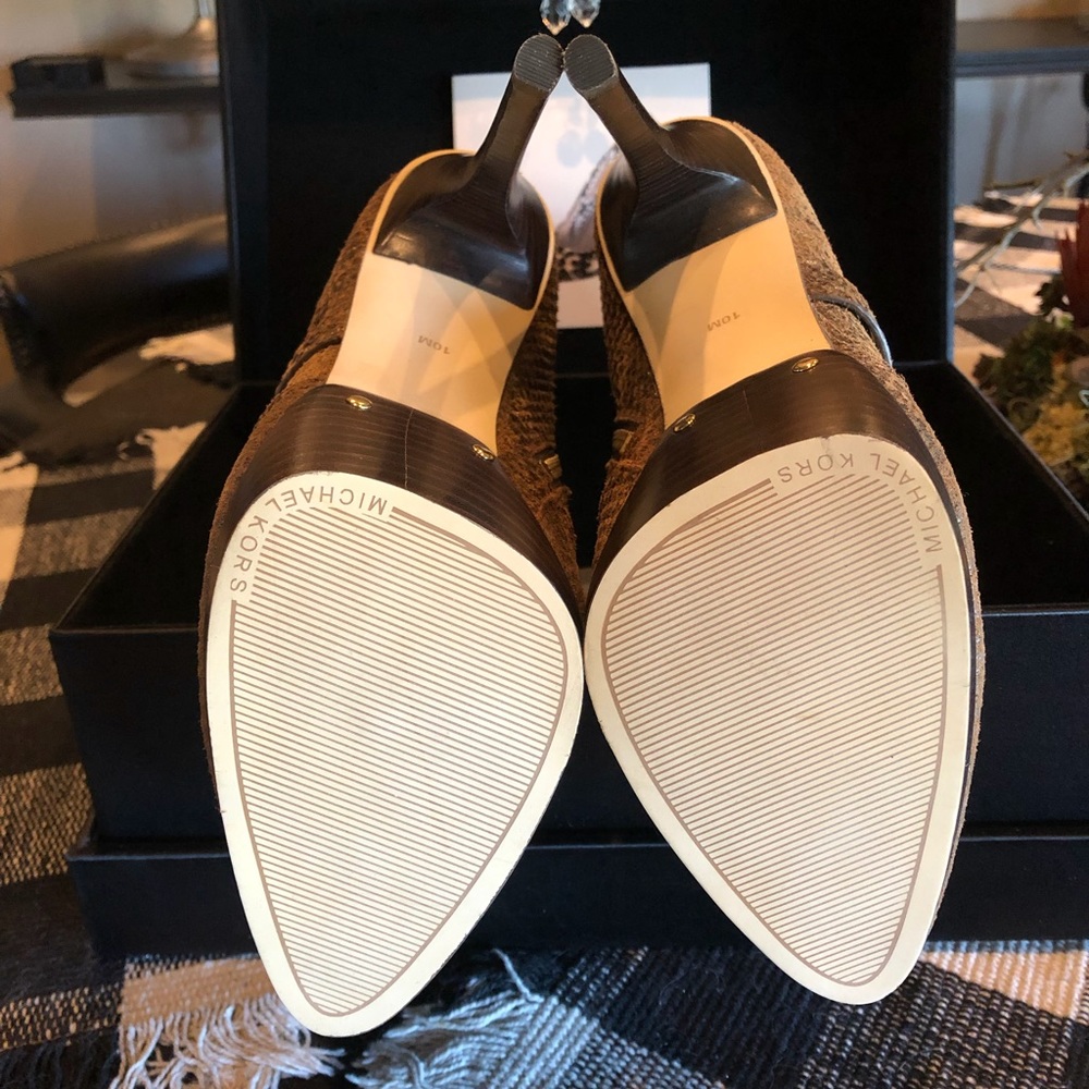 Mk Brown Python Embossed Leather Short Boots - image 4